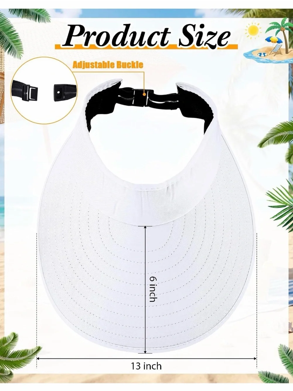 Sun Visors White Sports Visor Hats Summer UV Protection Tennis Golf 6 Pack